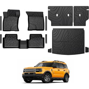 GALVAGNITE Floor Mats for 2021-2025 2026 Ford Bronco Sport Accessories | Fit Compact Spare Tire, Full-Coverage Set with Cargo Liner & Backrest Protector, Odorless & Durable, All-Weather Protection