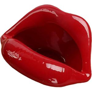 Creative Ceramic Cigarette Ashtrays with Lips Style Fashion Home DecorationsDark Red