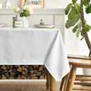 Horaldaily White Tablecloth 5270 Inch Rectangular, Stain and Wrinkle Resistant Washable Table Cloth, Decorative Polyester Table Cover for Party Picnic Dinner Decor