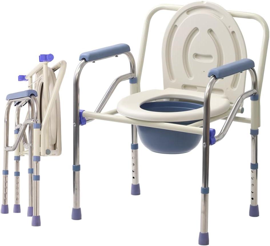 Folding Bedside Commode Toilet for Seniors Adults Portable, Standard Seat, Sturdy Steel Frame, 5.3 QT. Bucket, 330 lbs Weight Capacity, Tool-Free Assembly