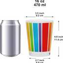 Youngever 4 Pack 16 Ounce Plastic Tumblers, Bistro Plastic Glasses, Cafe BreakResistant Drinking Glasses, Shatterproof Beverage Tumblers, Reusable, NO BPA, Top rack Dishwasher Safe (Rainbow Stripe)