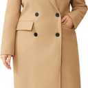 ZOMVA Women's Plus Size Wool Pea Coat Double Breasted Notch Lapel Collar Fall Winter Classic Long Trench Coat (Camel)