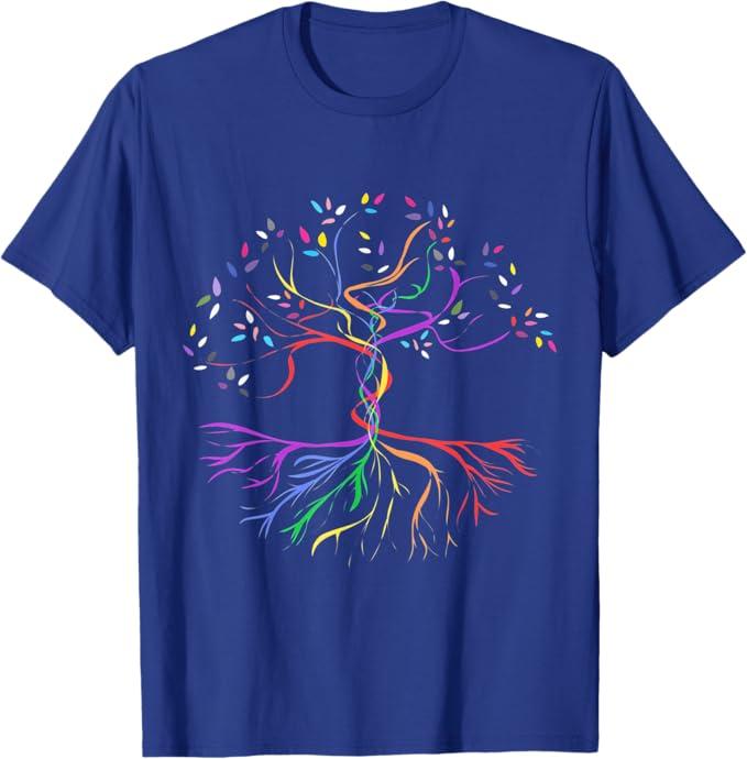 Tree Life Rainbow LGBT Cool Gay Pride Flag Ally T-Shirt, S