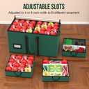 Christmas Ornament Storage Box Store 128-3" Ornaments, Ornament Organizer Storage box with Dual Zipper Closure Visual Cover & Adjustable Dividers, Holiday Decorations Storage Container with 8 Trays (Green)