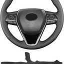 Hand Sewn Steering Wheel Cover,Fit for Toyota RAV4 SUV 2019-2024 / Avalon 2019-2022 / Camry 2018-2024 / Corolla 2020-2025,Non-Slip Breathable Microfiber Leather Steering Wheel Cover On Wrap