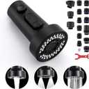TIORIY Kitchen Faucet Head Replacement Black, with 15 Adapters Plastic Pull Down Faucet Spray Head, 3 Modes Pull Out Kitchen Sink Sprayer Nozzle, Matte Black