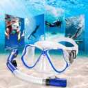 Greatever Dry Snorkel Set, Panoramic Wide View Anti-Fog Scuba Diving Mask, Professional Snorkeling Gear for Adults, Kids