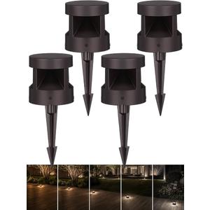 LEONLITE 4-Pack 4 Inch 5CCT Low Voltage Pathway Lights, LED Landscape Light