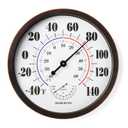 Indoor Outdoor Thermometer Wall Large Numbers Thermometer No Battery 12" Hanging Digital Weather Hygrometers for Home Garden Outside Patio Decor (Brown)