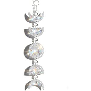 Sliner Disco Ball Moon Phase Hanging Pendant Handmade Sun Catcher for Windows Indoor Windows Ornament Party Christmas Wedding Holiday Decorations Gifts