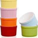 Ramekins 4oz,Creme Brulee Ramekins and Souffle Dishes,Porcelain Oven Safe Baking Bowls,Pudding Cups,Dipping bowl,Set of 6,Color