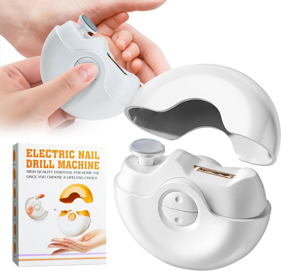 Electric Nail Clipper, USB Rechargeable Automatic Nail Clipper, with 2 Adjustable Speeds and Nail Clip Storage, 2 -in -1Electric Nail Trimmer, for Baby, Kids, Adult, Seniors, Caregivers (White)