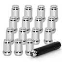 16 PCS M12x1.5 Chrome Lug Nuts, 1.35" Tall Hex Trailer Lug Nuts, 60 Degree Conical Cone Seat with Socket Key, Wheel Lugnuts Compatible with Ford Fusion 2006-2019, Ford Focus 2000-2019