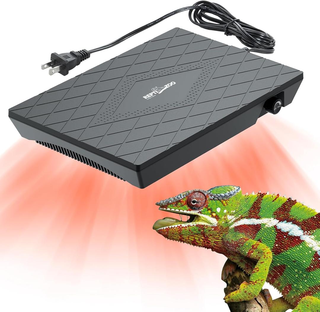 REPTI ZOO Reptile Heat Panel Adjustable Temperature Reptile Heating Plate, Non-Light Heating Solution with Expanded Heating Range for Hermit crabs/Leopard geckos/Turtles/Snakes/Bearded dragons/Lizards