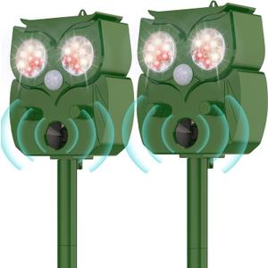 Solar Ultrasonic Animal Repellent Outdoor 2PCS, Cat Squirrel Deer Repellent Devices with Waterproof Animal Deterrent for Garden Yard Farm