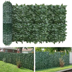 TANG 3'x8'-1PC Faux Ivy Fence Privacy Screen Greenery Roll Artificial Plant Wall Leaf Fences for Patio Balcony Outdoor Chain Link Fence Covering, Custom Size, Laurel