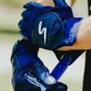 Stinger Sports Traditional Short Cuff Batting Gloves (Sting Squad and Color Crush) - Baseball and Softball Gloves for Adult & Youth - Ultra Soft, Durable, Breathable, Sheepskin Leather (Navy)