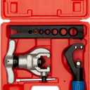 Wostore Eccentric Flaring Tools Set and Tube Cutter Kit for 7 Dies Sizes 3/16-3/4inch Refrigeration HVAC 45 Degree Heavy Duty