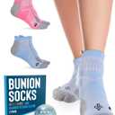 Doctor's Select 2 Pairs Bunion Socks for Women and Men - Copper & Bamboo Viscose infused Bunion Relief Socks | Toe Separator (Large, Blue Pink)