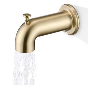 Slip-On Tub Spout with Diverter Long for Bathtub Spout, Fit for 1/2 Inch Slip Pipe, Brushed Gold