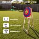 Archery Target Stand with 2 Adjustable Heights & 4 Ground Pegs for Stable Anchoring, Wooden Stand for Foam & EVA Arrow Targets, Wooden Archery Target Stand Backyard Use, Easy to Assemble & Detachable