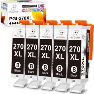 Miss Deer 270 PGBK Ink Cartridge 3-Pack, Compatible Replacement for Canon PGI-270XL PGI270 PGI270XL for PIXMA MG6820 TS9020 TS6020 MG7720 MG6821 TS5020 TS8020 MG5720 MG5722 Printer (5 Large Black)