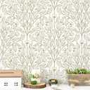 Safiyya Peel and Stick Wallpaper Boho Modern Beige Leaf Fanshaped 197"x17.3" Contact Paper Peel and Stick Wall Paper Self Adhesive Removable Wallpaper for Bedroom Bathroom Vinyl Roll