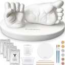 KeaBabies Baby Casting Kit Hands and Feet Mold - 3D Newborn Hand Casting Kit & Stylish Wood Base, Easy DIY Infant Foot Molds 0-9 Months,First Christmas & Baby Keepsake Shower Gifts(Round,Alpine White)