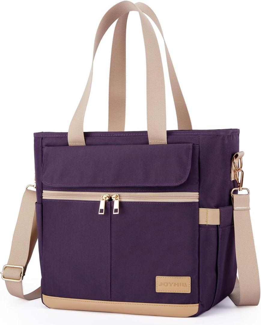 JOYHILL Lunch Bag for Woman, Leakproof Insulated Lunch Box with Shoulder Strap, Adult Reusable Lunch Cooler Tote Bags for Work Picnic Camping Beach (D-PURPLE)