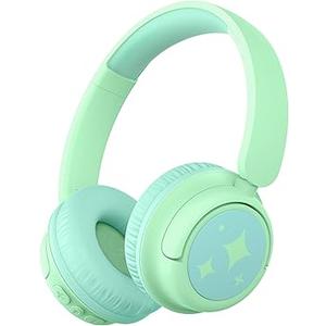 iClever BTH22 Kids Bluetooth Headphones, 60H Play Time, 74/85 dBA Safe Volume, Bluetooth 5.4, USB C, Over Ear Kids Headphones Wireless with Mic AUX Cord for iPad/Tablet/Travel/School, Light Green