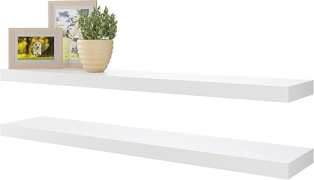BAMEOS Floating Shelves,40 in W x 8in D Wall Mounted Wooden Shelves with Invisible Brackets Set of 2, Hanging Wall Shelves Decoration for Bedroom, Bathroom, Living Room and Kitchen