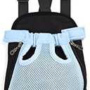 Pet Dog Puppy Cat Carrier Five Holes Backpack Double Shoulder Straps Mesh Front Chest Backpack Bag, S, Blue