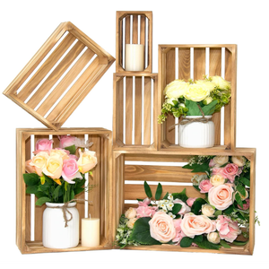 Wood Crates For Display,Rustic Crate Storage Decorative Boxes Set of 6.