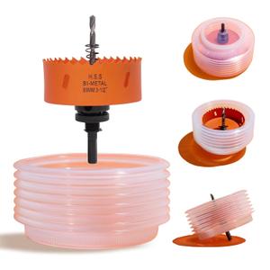 3-1/2 Hole Saw for Recessed Lights, 3.5 Inch Hole Cutter with Dust Bowl Catcher for Led Recessed Lighting 3 Inch and Wood Metal Drywall, Bi-Metal Construction (3-1/2 inch)