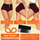 MISSWHO Womens High Waisted Cotton Underwear Full Coverage Soft Double-Layer Waistedband Panties (Regular & Plus Size) (M)