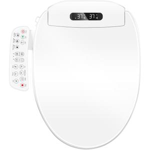 Electric Bidet Toilet Seat Elongated with Heated Seat, Warm Air Dryer, Endless Warm Water, Oscillating and Pulsating Spray Wash, Stainless Steel Self-Clean Nozzle (Dual Temperature Display 2)