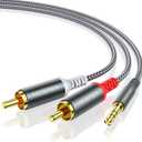 MCSPER RCA to 3.5mm AUX Cable, (6.6 Feet) 3.5 mm 1/8 to RCA 2-Male Headphone Jack Adapter Splitter Premium Stereo Audio Cord for Connects a Smartphone, Tablet, HDTV
