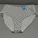 JOYBIK Women's High Waisted Full Coverage Bikini Bottoms Tummy Control Adjustable Drawstring Swim Bottoms White Polka Dot 2XL