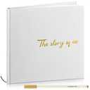 Colarr Hardcover Couples Scrapbook 144 Pages 8.7 x 8.7" Couples Photo Album Scrapbook Relationship Journal for Memory Book Gift for Wedding with 2 Markers(White,the Story of Us)