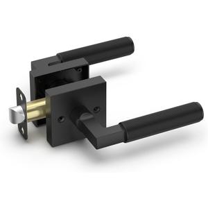 Asidrama 1 Pack Black Passage Door Handles, Door Lever with Door Knobs Indoor for Bedroom or Bathroom, Heavy Duty Door Handles Interior with Locks for Left Right Sided Doors 098