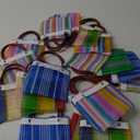 MoreFiesta 18 Pcs Small Mexican Tote Mercado Bags 7.5 inch by 7.5 inch, Assorted Colors High Thread Mesh - Mini Mexican Mercado Candy Bags