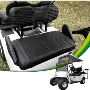 Golf Cart Diamond Seat Cover Kit, Fit for EZGO TXT OEM Ordinary Seat Cushion, Golf Cart Vinyl Seat Cover No Need to Use Gun Nails (Black)