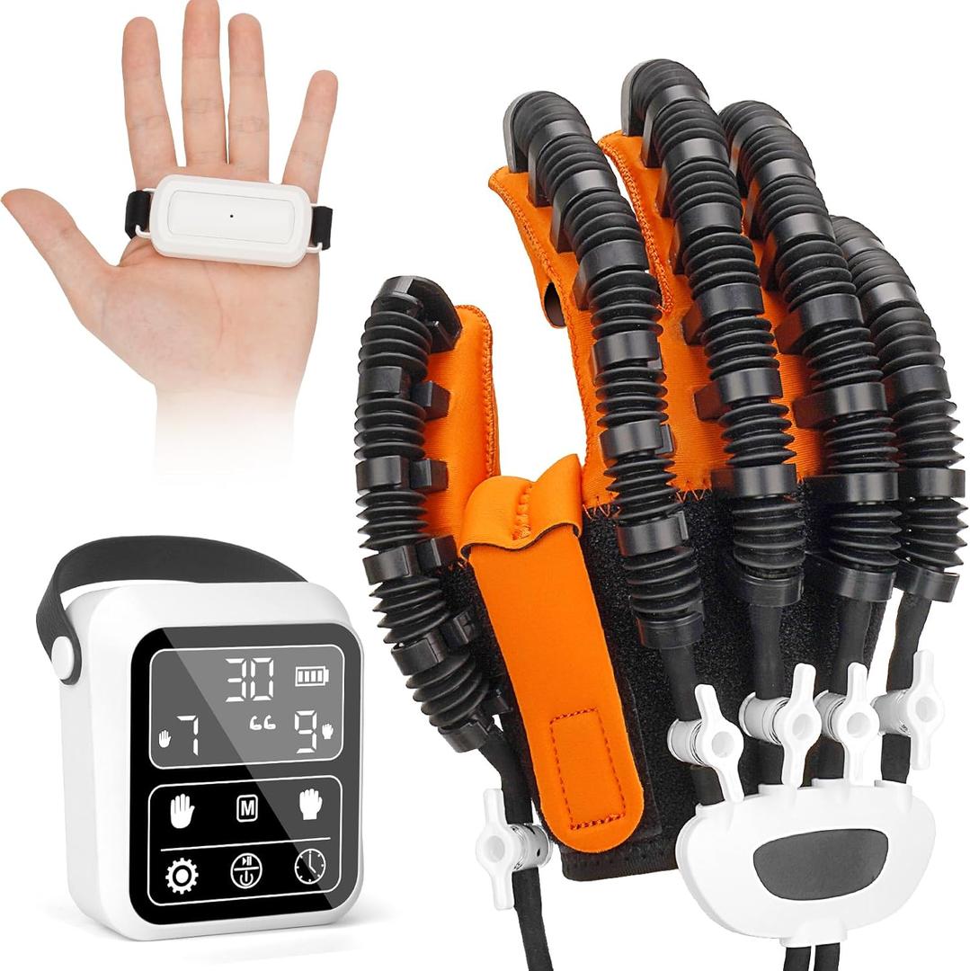 Rehabilitation Robot Gloves, Hand Dysfunction Patient Training Device Stroke Hemiplegia, Finger Exerciser Hand Strengthener Finger Orthosis for Relief Cramps (Right Hand - XL)