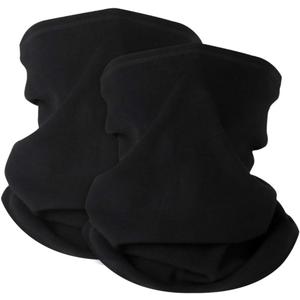 KGC 2 Pack Winter Neck Warmer Gaiter Fleece Windproof Face Mask Cover Cold Weather Scarf for Men & Women (Black+Black)