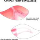 Karsaer Vision Plush Fuzzy Flat Top Fashion Square Large Shades Punk Soft Velvet Shade Party Eyewear (Pink)