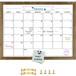 TORASO Dry Erase Monthly Calendar Whiteboard, Magnetic White Board for Wall, Office/School/Home, Solid Wood Frame Hanging Board for Decoration/Kitchen Grocery List17.7"x 23.6"(YL-RB-4560-B)