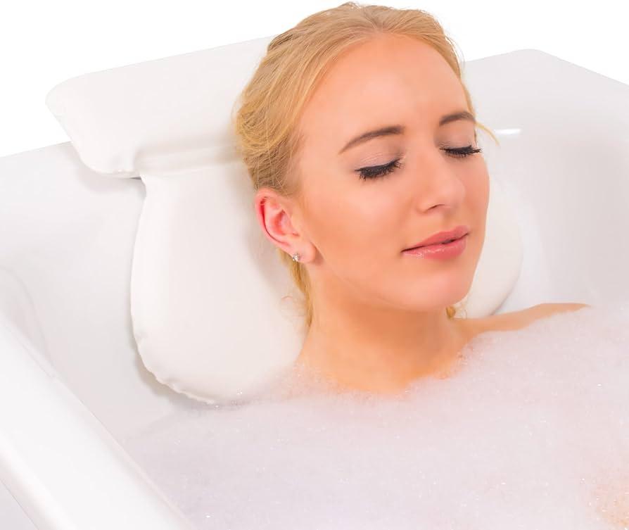 Waterproof Bath Pillow Cushion with Non-Slip Suction Cups Ergonomic Home Spa Headrest