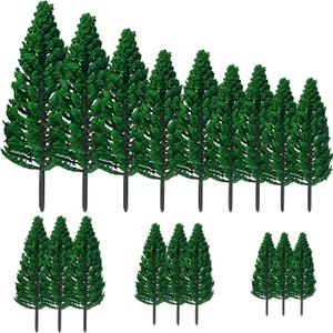 18pcs Mini Model Miniature Fake Trees Scenery Architecture Trees for DIY Crafts Building Model Scenery Landscape Green 1.8-6 inch