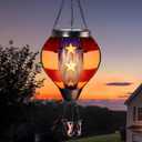 pearlstar Hot Air Balloon Solar Lantern with Flickering Flame Light Outdoor Solar Hanging Lights Waterproof for Garden Yard Farmhouse Patio Pathway Outside Independence Day Decoration,Glass, Star