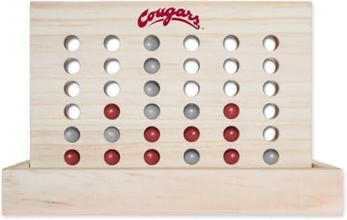 Rico Industries NCAA Mini Travel Team 4 in A Row Mini Game- Wooden, Team Colors, 5.5" x 8" (Washington Cougars)